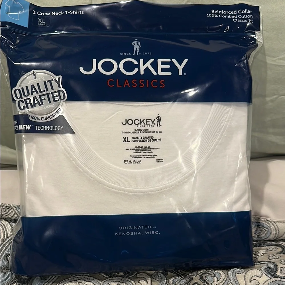 Jockey Classics White Crew Neck T-Shirts Men’s XL 3 Pack - Picture 1 of 4